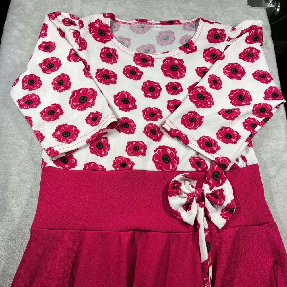 Modesty Pink Floral Poppy Print Fit and Flare Midi Maxi Cape Dress